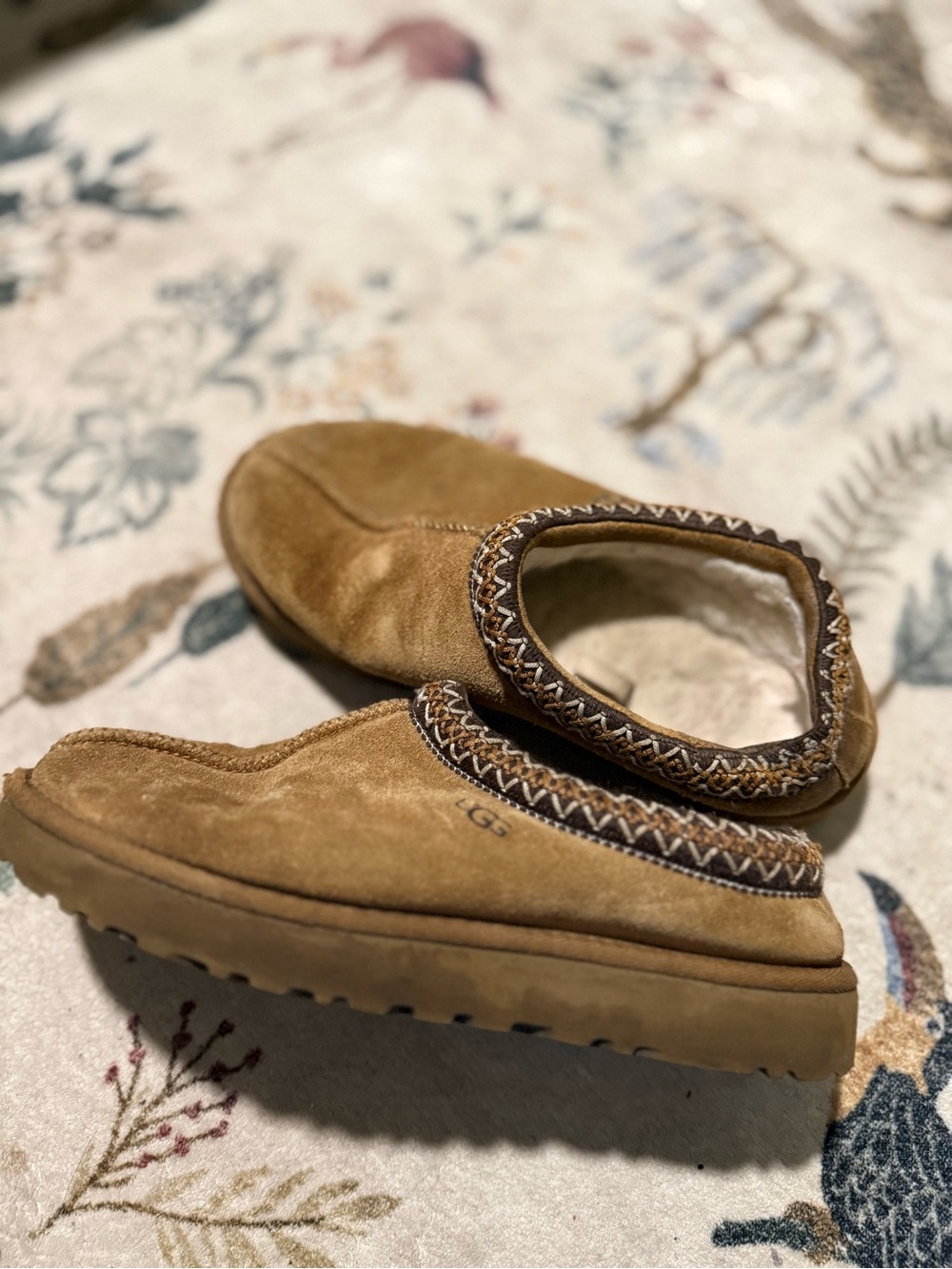 UGG Tasman Chestnut Suede Shearling Lined Clog Slippers size 8